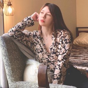 Express Floral Button-Up Top